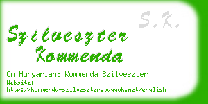 szilveszter kommenda business card